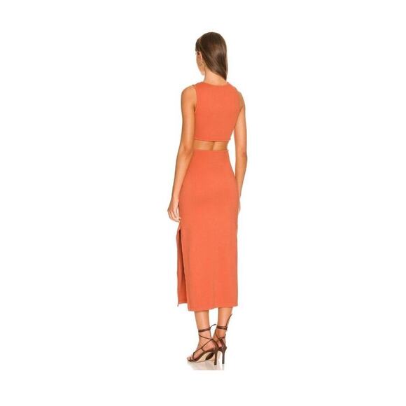 Sundry High Neck cutout sleeveless midi sundress dress Stretchy XL Orange - Picture 3 of 8